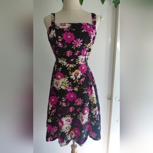 Floral Black and Pink Women's Dress